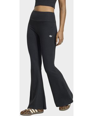 adidas Womens Leggings Essentials Svasati Con Lavorazione A Coste - Nero