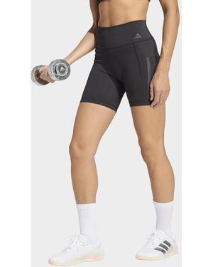 adidas Womens Leggings Corti A 3 Strisce Optime Allenamento - Blu