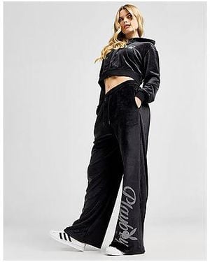 Playboy Pantaloni della Tuta Wide Diamante Velluto - Nero