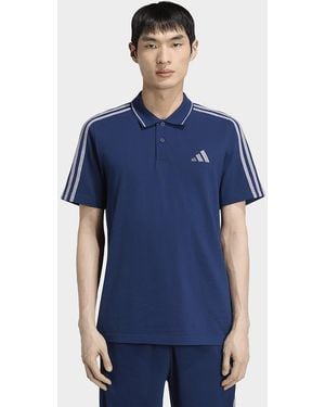 adidas Mens Polo In Piqué Essentials 3-stripes - Blu