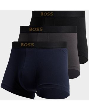 BOSS Lot De 3 Boxers Logo Doré - Bleu