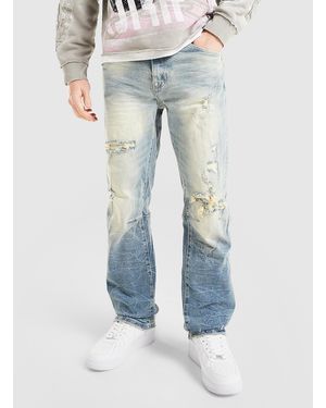 Smoke Rise Mens Jeans Straight Lavaggio Stone - Blu