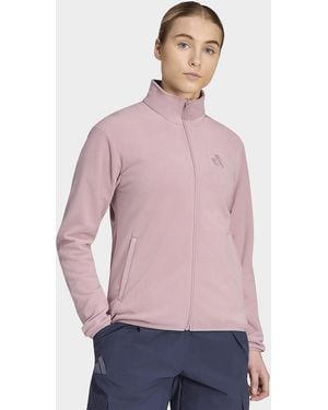 adidas Womens Giacca Terrex Multi Essentials Con Zip Integrale In Tessuto Felpato - Viola