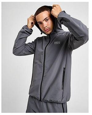 EA7 Reflective Woven Full Zip Hoodie - Black