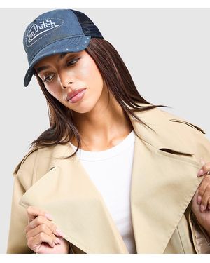 Von Dutch Womens Embroidered Trucker Cap - Blu