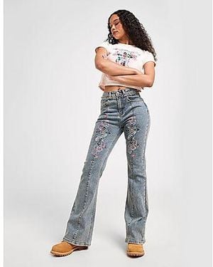 Ed Hardy Floral Cross Flare Jeans - Black