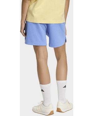adidas Womens Short 3 Stripes Studio Fleece Loose - Blu