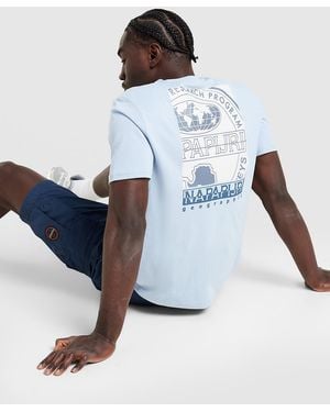 Napapijri Mens Maglia Back Box Graphic Bollo - Blu
