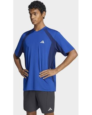 adidas Mens T-SHIRT TECH APPAREL COLORBLOCK - Blu