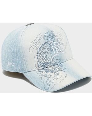 Ed Hardy Casquette Dragon Washed Denim - Bleu