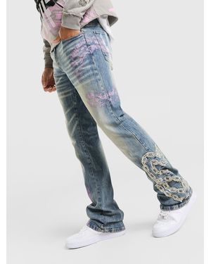 Smoke Rise Jeans Straight Applique - Blu