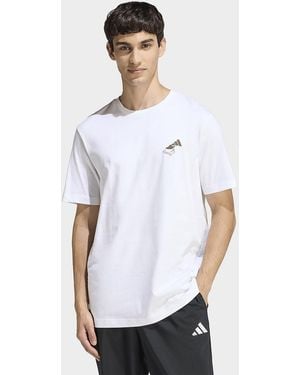 adidas Mens T-shirt Coffee Cafe Cheesecake Graphic - Bianco