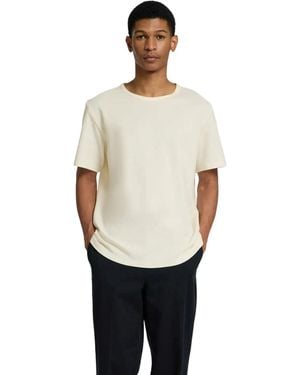 SELECTED Herren Rundhals T-Shirt Slhjoseph Pique - Weiß