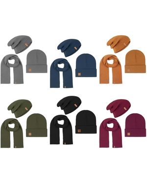 Riverso Herren Rivgordon Slouch Beanie Mütze Schal 3 - Blau