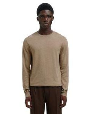 SELECTED Selected Herren Rundhals Pullover Slhberg Crew Neck B - Natur