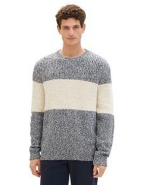 Tom Tailor Herren Rundhals Pullover Structured Knit - Grau