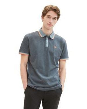 Tom Tailor Herren Poloshirt Detailed Collar - Blau