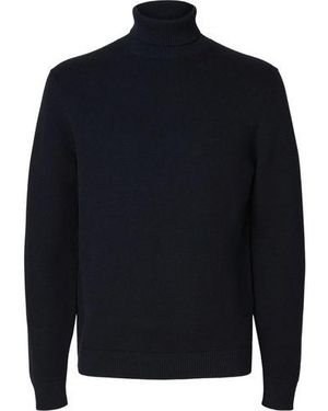 SELECTED Selected Herren Rollkragen Pullover Slhdane Ls Knit Structure Roll Neck - Blau