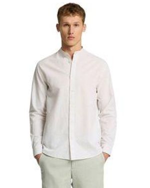 SELECTED Herren Freizeithemd Slhregsun Shirt Ls Band - Weiß