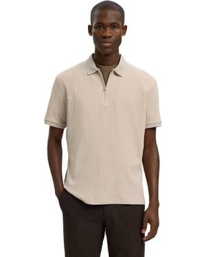 SELECTED Herren Poloshirt Slmfave Structure Ss - Natur