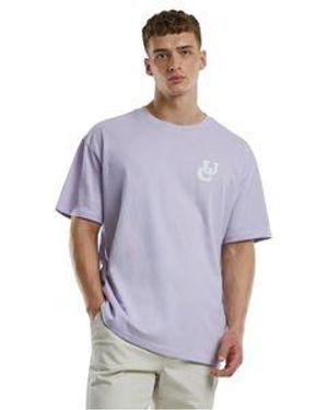 Urban Classics Herren T-Shirt Uc Weavy Logo Heavyy Oversized - Blau