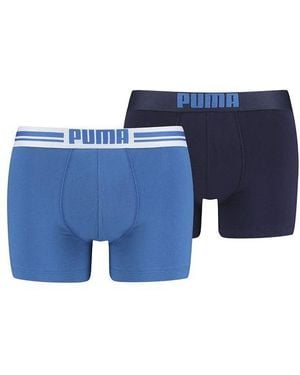 PUMA Herren Boxershort Placed Logo Boxer 2Er Pack - Blau