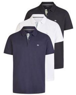 Tom Tailor Poloshirt Herren Kurzarm Baumwolle Regular Fit 3Er Set-Pack - Blau