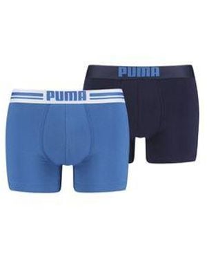 PUMA Herren Boxershort Placed Logo Boxer 2Er Pack - Blau