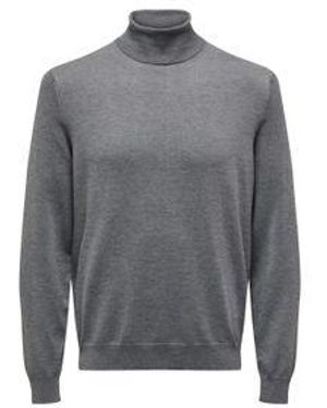 Only & Sons Herren Pullover Onswyler Life Roll Neck - Grau