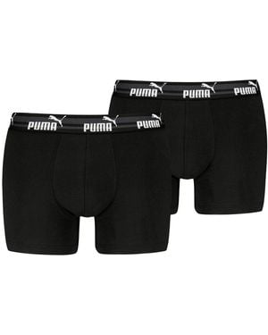PUMA Herren Boxershort Elements Bold Logo Boxers 2Er Pack - Schwarz