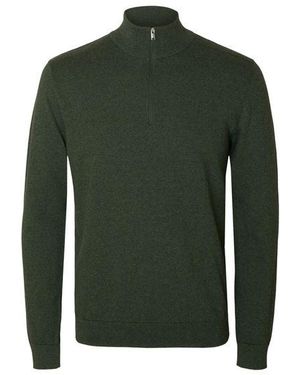 SELECTED Selected Herren Pullover Slhberg Ls Half Zip - Grün