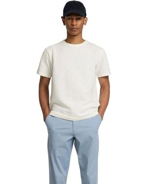 SELECTED Herren Rundhals T-Shirt Slhsander Seersucker - Blau