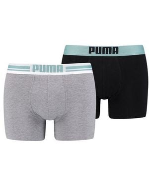 PUMA Herren Boxershort Placed Logo Boxer 2Er Pack - Grau