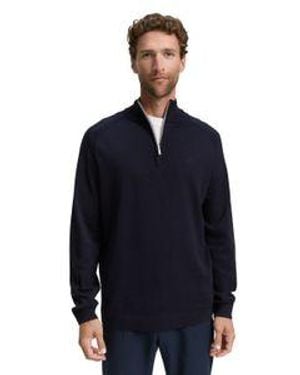 Tom Tailor Herren Strickpullover Basic Knit Troyer - Blau