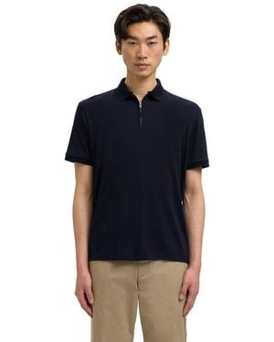 SELECTED Herren Poloshirt Slmfave Zip Ss - Blau