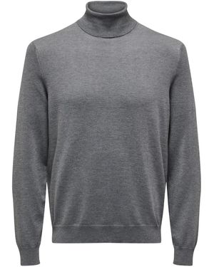 Only & Sons Pullover ONSWYLER LIFE ROLL NECK - Grau