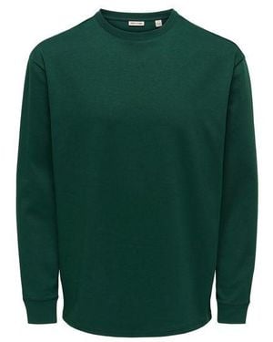 Only & Sons Herren Rundhals Langarmshirt Onscaspian Airflex Boxy - Grün