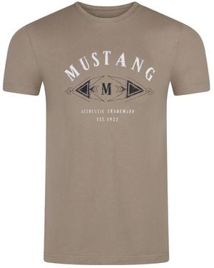 Mustang Herren T-Shirt Mehrfarbig Rundhals Regular Fit Bis 6Xl - Grau