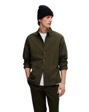 SELECTED Herren Freizeithemd Slhslimowen-Flannel - Grün