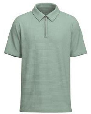 SELECTED Herren Poloshirt Slhsander Seersucker Zip - Grün