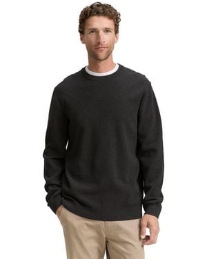 Tom Tailor Herren Rundhals Pullover Structured Crewneck Knit - Schwarz