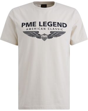 PME LEGEND Herren Rundhals T-Shirt R-Neck Cotton Elasthan Logo - Weiß