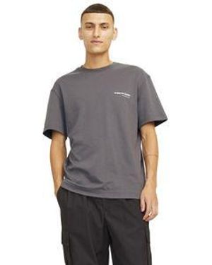 Jack & Jones Herren Rundhals T-Shirt Jcoaero Print - Grau