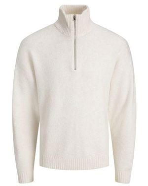 Jack & Jones Herren Pullover Jjesoho Ollie Knit Half Zip - Weiß