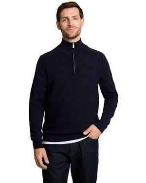 Tom Tailor Herren Strickpullover Basic Knit Troyer - Blau