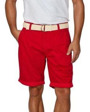 Riverso Kurze Hosen Herren Sommer Chino Shorts Mit Gürtel Regular Fit Rivhenry - Rot