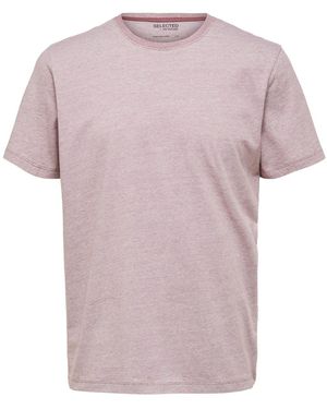 SELECTED Rundhals T-Shirt SLHASPEN MINI STRIPE - Pink