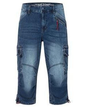 Timezone Herren 3/4 Cargo Jeans Loose Milestz Short Mid Waist Loose Fit - Blau