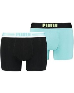 PUMA Herren Boxershort Placed Logo Boxer 2Er Pack - Grün