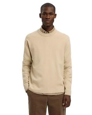 SELECTED Selected Herren Rundhals Pullover Slhteller Fn Relaxed Crew Neck - Natur